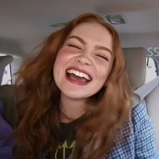 🚘 woman, laughing, red hair, happy, person, smile telegram sticker