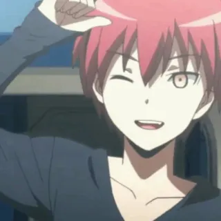 🙂 Karma Akabane Assassination Classroom Anime, Personagem, Karma Akabane, Cabelo ruivo, Piscadela, Assassination Classroom telegram sticker