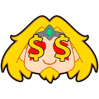 💲 dollar sign, cartoon, money, eyes, crown telegram sticker