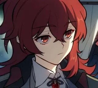 🌟 Diluc Genshin Impact anime, rambut merah, tampan, permainan video, karakter whatsapp sticker