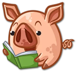 📖 porco, animal, lendo, livro, fofo, desenho animado telegram sticker