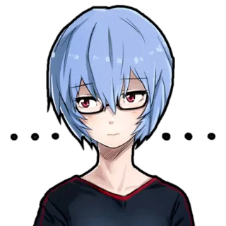 ☺️ Rei Ayanami Neon Genesis Evangelion Anime, Personnage, Féminin, Cheveux bleus, Lunettes telegram sticker
