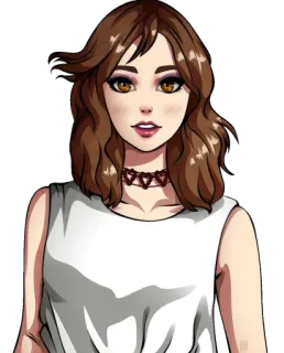 😟 mujer, chica, retrato, dibujo animado, anime, personaje telegram sticker