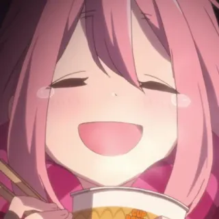 😊 Nadeshiko Kagamihara Yuru Camp Anime, Niedlich, Mädchen, Lächelnd, Essen, Kawaii, Nadeshiko Kagamihara, Yuru Camp telegram sticker