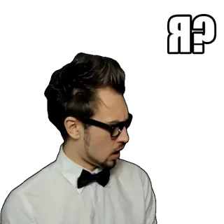 2️⃣ я? homem, pergunta, pensando, confuso, intelectual, óculos telegram sticker