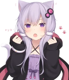 😉 Anime, Mèo, Cô gái, Dễ thương, Kawaii telegram sticker
