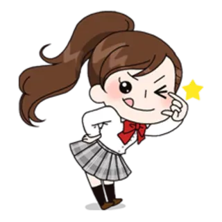 😉 мультфильм, девочка, школьная форма, милый, аниме whatsapp sticker