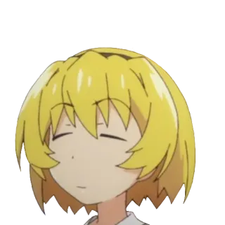 😑 anime, dibujos animados, pelo amarillo, ojos cerrados whatsapp sticker
