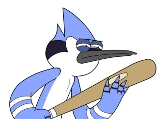 🤨 Mordecai Regular Show Mordecai, Regular Show, cartone animato, ghiandaia azzurra, mazza da baseball telegram sticker