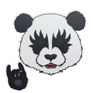 😕 panda, kiss makeup, animal, bear, rock and roll, music telegram sticker