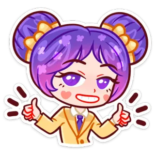👍 Anime, Chica, Pulgar arriba, Lindo, Dibujos animados, Kawaii, Pegatina whatsapp sticker