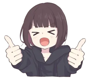 👍 Anime, Garota, Joinha, Feliz, Fofo telegram sticker