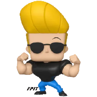 💪 Johnny Bravo cartoon, character, muscular, sunglasses, animated, funko pop telegram sticker