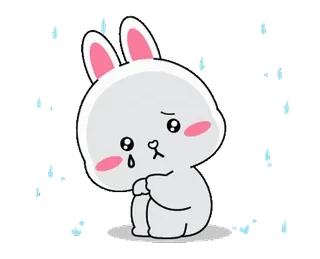😢 зайчик, грустный, милый, мультик, животное, плачет, наклейка, каваий telegram sticker