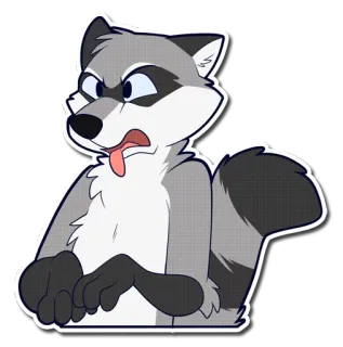 ☹ енот, животное, мультфильм, наклейка whatsapp sticker