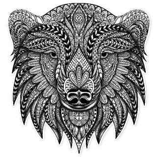 🐻 bear, animal, pattern, ornate, detailed, head, drawing telegram sticker