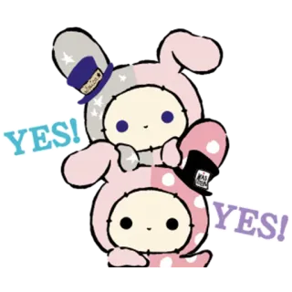 😊 YES! fofo, kawaii, coelho, coelho, sim, afirmativo, saudação whatsapp sticker
