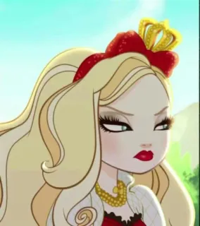 😒 Apple White Ever After High мультфильм, блондинка, корона, принцесса, анимация telegram sticker