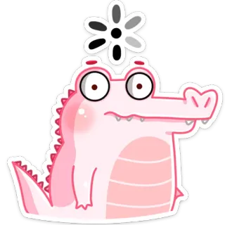 🤨 крокодил, милый, мультяшный, розовый, животное, цветок whatsapp sticker
