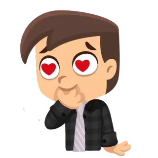 😍 cartone animato, amore, cuori, occhi, affetto, ragazzo, felice whatsapp sticker