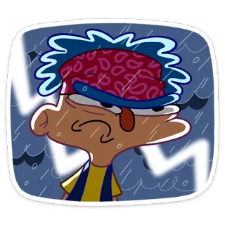 ☔️ cartoon, sad, weather, rain, lightning telegram sticker