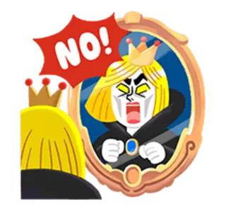 😲 NO! Dessin animé, Reine, Miroir, En colère, Couronne whatsapp sticker