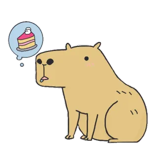 🍰 Capivara, Bolo, Animal, Desenho animado telegram sticker