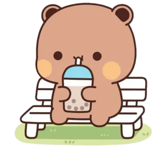 🍼 urso, fofo, boba, chá, desenho animado, animal, kawaii telegram sticker