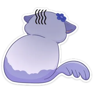 😓 chat, fleur, dessin animé, animal, autocollant, violet whatsapp sticker