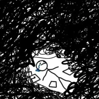 😭 triste, omino stilizzato, depressione, ansia, solo telegram sticker