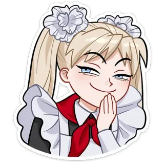 😈 Аниме, Персонаж, Девушка, Ухмылка, Горничная, Милый, Наклейка whatsapp sticker
