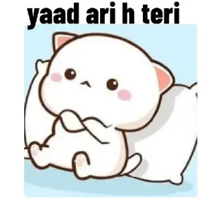 😢 yaad ari h teri 猫, 悲しい, 漫画, かわいい, 恋しい whatsapp sticker