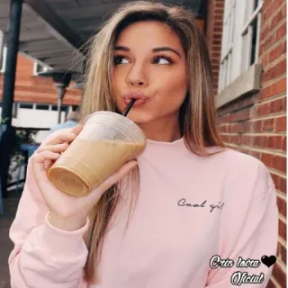 😌 Cool girl frau, kaffee, getränk, mädchen, porträt, trinken, cool telegram sticker