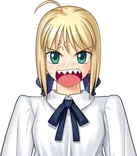 🤬 Saber Fate/stay night อนิเมะ, โกรธ, การ์ตูน, ดาบ, ผู้หญิง telegram sticker