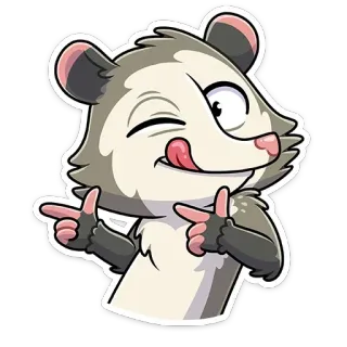 😉 Zarigüeya, Dibujo animado, Animal, Lindo, Guiño, Divertido telegram sticker