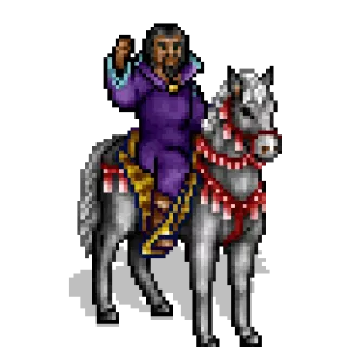 ✊ pixel art, horse, man, purple robe, fantasy, riding telegram sticker