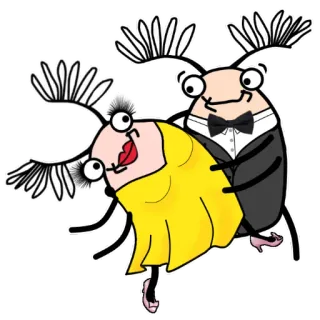 👫 danse, couple, dessin animé, tenue de soirée, amour, romance telegram sticker