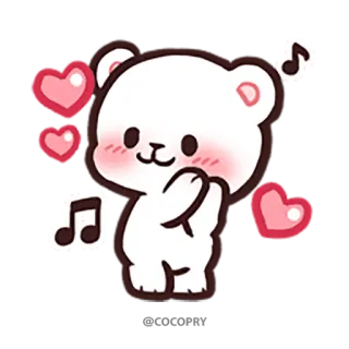 🥰 mignon, ours, kawaii, coeurs, musique whatsapp sticker