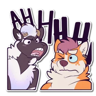 😵 AHHH 兽人, 生气, 害怕, 狗, 鹿, 卡通 telegram sticker