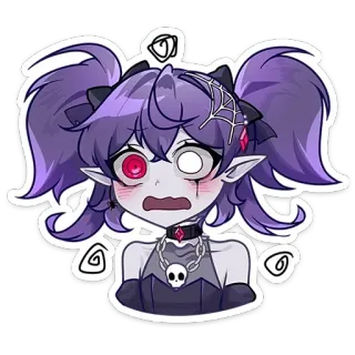 😨 anime, gothic, sticker, cute, purple, cartoon telegram sticker