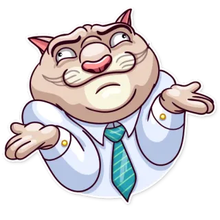 🤷‍♂️ kucing, dasi, angkat bahu, pengusaha, hewan, kartun, ilustrasi whatsapp sticker