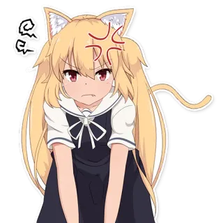 😠 っ Anime, Katzenmädchen, wütend, süß, Aufkleber, Cartoon telegram sticker