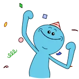 🥳 Mr. Meeseeks Rick and Morty Mr. Meeseeks, Rick y Morty, Dibujo animado, Animación, Celebración, Fiesta telegram sticker