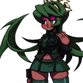 🔋 Squigly Skullgirls Anime, Fille, Cheveux verts, Personnage de jeu, Skullgirls, Squigly telegram sticker