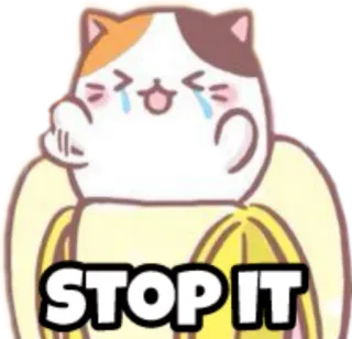 😱 STOP IT 고양이, 바나나, 그만해, 밈, 웃긴, 우는 telegram sticker