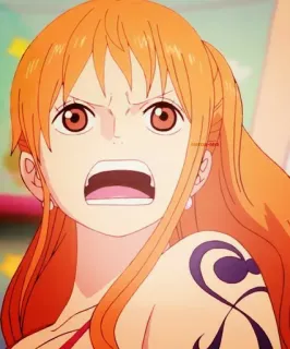 🤑 Nami One Piece ナミ, ワンピース, アニメ, 漫画, 海賊, 怒り, キャラクター telegram sticker