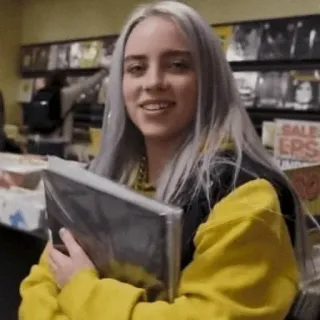 😐 Billie Eilish Billie Eilish, cantante, celebridad, estrella pop, artista musical telegram sticker