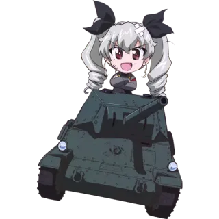 😜 Anime, Panzer, Mädchen, Militär, Cartoon, Fahrzeug whatsapp sticker