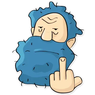 🖕 Cartoon, Middelvinger, Beledigend, Onbeschoft, Blauwbaard, Insultant telegram sticker