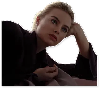🧐 Margot Robbie portrait, femme, actrice, cheveux blonds, pensif, célébrité whatsapp sticker
